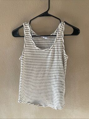 Splendid White Tank Top with Black Stripes